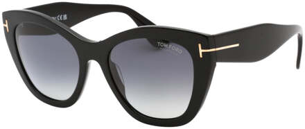 Tom Ford Cara Smoke gepolariseerde lens glanzende zwarte zonnebril