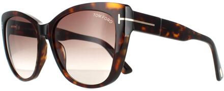 Tom Ford Cat Eye Dames Dark Havana Roviex Gradient FT0937 Nora Sunglasses Bruin
