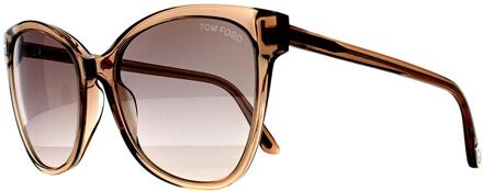 Tom Ford Cat Eye Dames Glimmend Lichtbruin Bruin Spiegel Ani FT0844