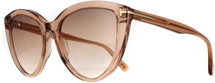Tom Ford Cat Eye Womens Shiny Light Bruine Bruine Mirror FT0915 Isabella zonnebril - maat