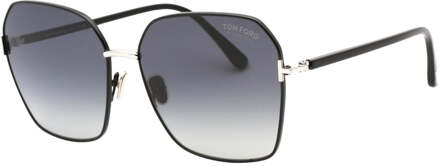 Tom Ford Claudia-02 Smoke gepolariseerde lens glanzende zwarte zonnebril