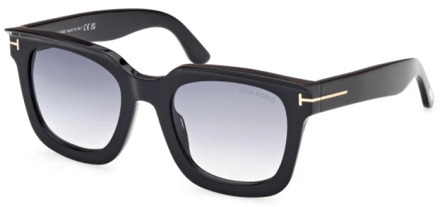 Tom Ford Dames zonnebril vierkant zwart glanzend Tom Ford , Black , Dames - 52 MM
