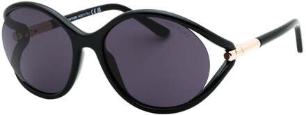 Tom Ford Dark Smoke Lens Glanzende Zwarte Zonnebril - One Size