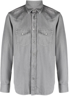 Tom Ford Denim Overhemd van Katoen Twill Tom Ford , Gray , Heren - Xl,L,5Xl