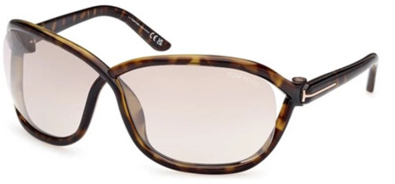 Tom Ford Donker Havana zonnebril met bruine spiegelglazen Tom Ford , Brown , Unisex - 68 MM