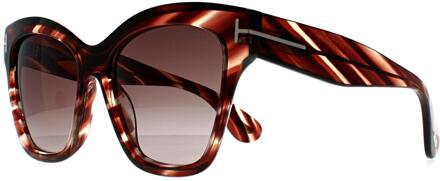 Tom Ford Elvira FT1217 55T gekleurde zonnebril havana bordeaux gradiënt Rood - One Size