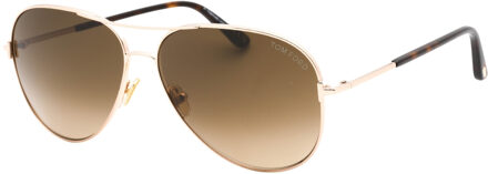 Tom Ford FT0823 Clark 28F glanzende rosegouden zonnebril Roségoud