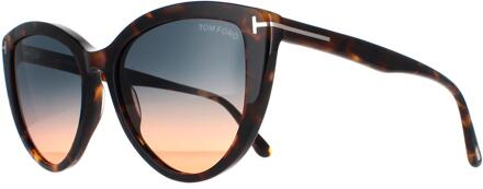 Tom Ford FT0915 Isabella 55P gekleurde havannagroene zonnebril met kleurverloop Bruin