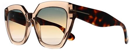 Tom Ford FT0939 Phoebe 45B glanzende lichtbruin blauwe zonnebril met kleurverloop