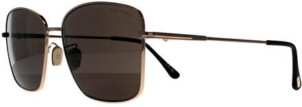 Tom Ford FT0953-D 28A glanzend roségoud rookgrijs zonnebril - maat