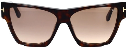 Tom Ford Geometrische zonnebril met klassieke stijl Tom Ford , Brown , Unisex - 59 MM