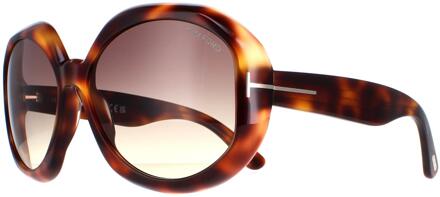 Tom Ford Georgia 02 FT1011 52B dark havana smoke gradient zonnebril - maat Bruin