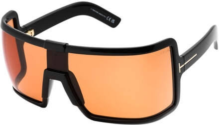 Tom Ford glanzende zwarte zonnebril - maat