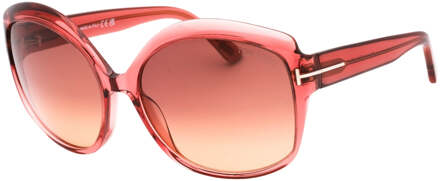 Tom Ford Gradient Bordeaux Lens Glanzende Roze Montuur Zonnebril