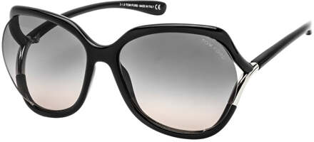 Tom Ford Gradient Smoke Lens Glanzend zwarte zonnebril - One Size