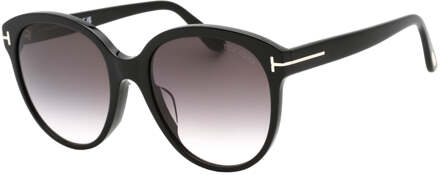 Tom Ford Gradient Smoke Lensed Glanzende zwarte plastic zonnebril