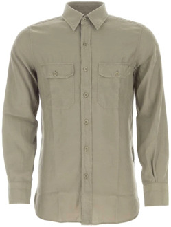 Tom Ford Grijze Cupro Blend Shirt - Stijlvol en Comfortabel Tom Ford , Gray , Heren - Xl,M