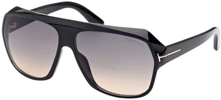 Tom Ford Hawkings-02 Gradient Smoke Lens Glanzend zwarte zonnebril - One Size