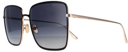 Tom Ford Heath FT0739 01D glanzend zwart grijs gepolariseerde zonnebril