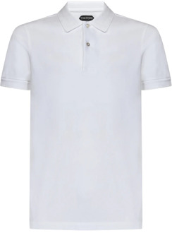 Tom Ford Katoenen Polo Shirt met Logo Borduursel Tom Ford , White , Heren