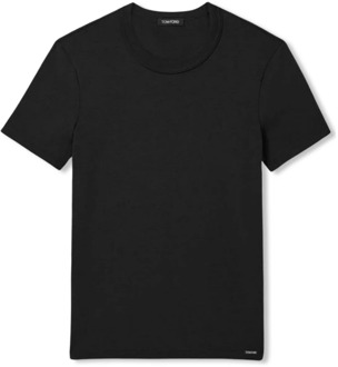 Tom Ford Katoenen Stretch T-Shirt in Zwart Tom Ford , Black , Heren - L,M,S