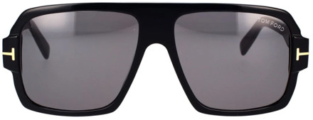 Tom Ford Klassieke vierkante zonnebril Tom Ford , Black , Unisex - 58 MM