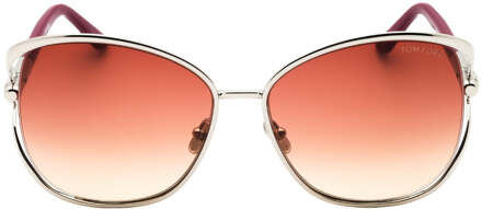 Tom Ford Marta Shiny Palladium Zilveren Zonnebril Lichtgrijs