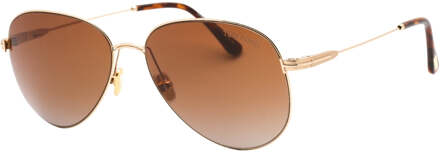 Tom Ford Porscha donkerbruine lens gouden zonnebril Roségoud