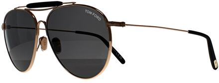 Tom Ford Raphael FT0995 28A glanzend roségoud rookgrijs zonnebril