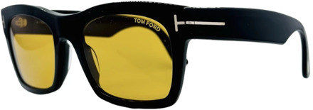 Tom Ford Rechthoekige vierkante zonnebril zwart geel Tom Ford , Black , Unisex - ONE Size