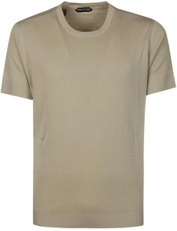 Tom Ford Rib T-shirt in Bleek Olijf Tom Ford , Green , Heren - Xl,L,M