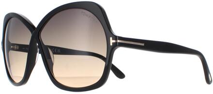 Tom Ford Rosemin FT1013 01B glanzend zwart smoke gradient zonnebril - maat