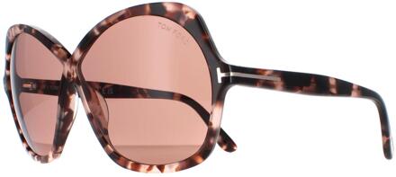 Tom Ford Rosemin FT1013 55Y gekleurde havana violette zonnebril - maat Roze