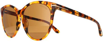 Tom Ford Round Dames Havana Blonde Bruin Maxim FT0787 - One Size