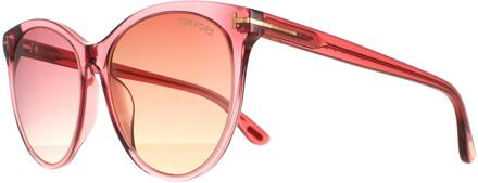 Tom Ford Round Dames Shiny Transparant Antique Pink Pink Gradiënt Maxim FT0787 - maat Roze