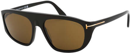 Tom Ford Roviex Lens glanzende zwarte zonnebril - maat