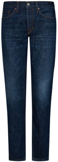 Tom Ford Slim Fit Blauwe Jeans met Vintage Spoeling Tom Ford , Blue , Heren - W30