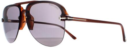 Tom Ford Terry 02 FT1004 45A glanzende lichtbruine rook zonnebril - One Size