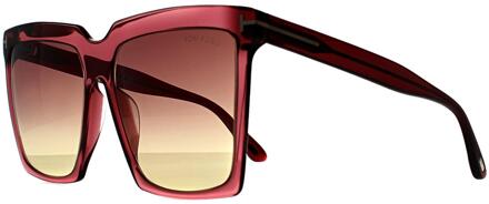 Tom Ford Vierkant Dames Glimmend Bordeaux Bordeaux Verloop Sabrina FT0764 Rood