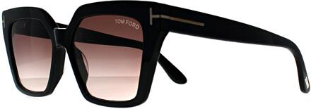Tom Ford Winona FT1030 01Z glanzend zwart paars bruin gradiënt zonnebril - One Size