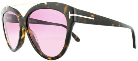 Tom Ford Zonnebril 0518 Livia 52Z Donker Havana Verloop Mirror Violet - maat Bruin