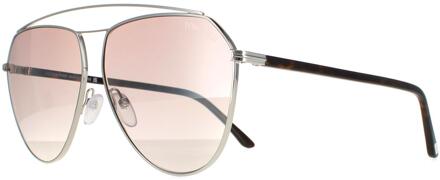 Tom Ford zonnebril Binx FT0681 16G Silver Havana Brown Silver Gradient Mirror Zilver