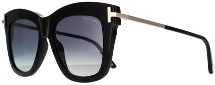 Tom Ford zonnebril Dasha FT0822 01D Glansende zwarte rookgradiënt gepolariseerd - One Size