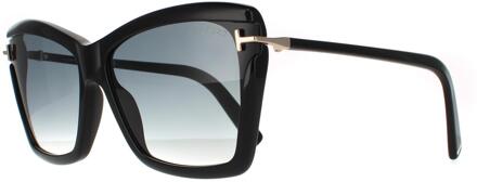 Tom Ford zonnebril leah ft0849 01b glanzende zwarte rookgradiënt - maat