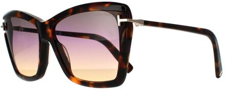 Tom Ford zonnebril Leah FT0849 55B Gekleurde Havana Smoke Gradiënt Bruin - One Size