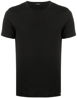 Tom Ford Zwart Katoenmix T-Shirt voor Heren Tom Ford , Black , Heren - 2Xl,Xl,L,M,S