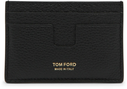 Tom Ford Zwarte leren kaarthouder met logoprint Tom Ford , Black , Heren - ONE Size