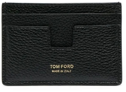 Tom Ford Zwarte Leren Kaarthouder Portemonnee Tom Ford , Black , Heren - ONE Size