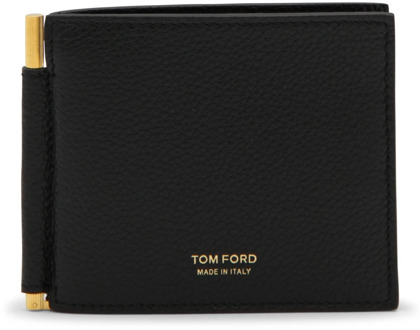 Tom Ford Zwarte Leren Portemonnee met Logostempel Tom Ford , Black , Heren - ONE Size