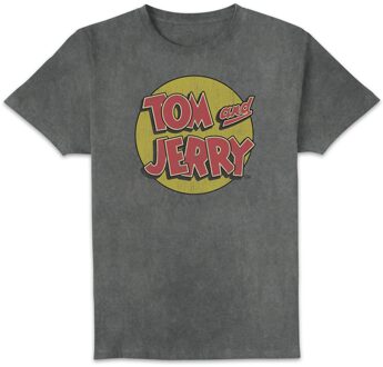 Tom & Jerry Vintage Logo Unisex T-Shirt - Black Acid Wash - L